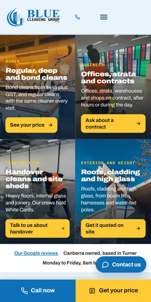 The same homepage on a phone